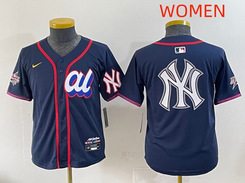 Women 2025 New York Yankees Blank Drak Blue All star Blank Blue Nike MLB Jersey style 12->pittsburgh pirates->MLB Jersey